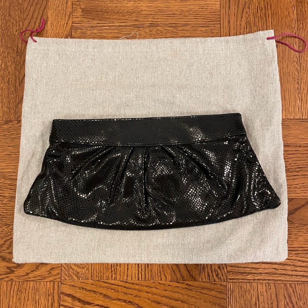 Lauren Merkin Small Black Leather Clutch